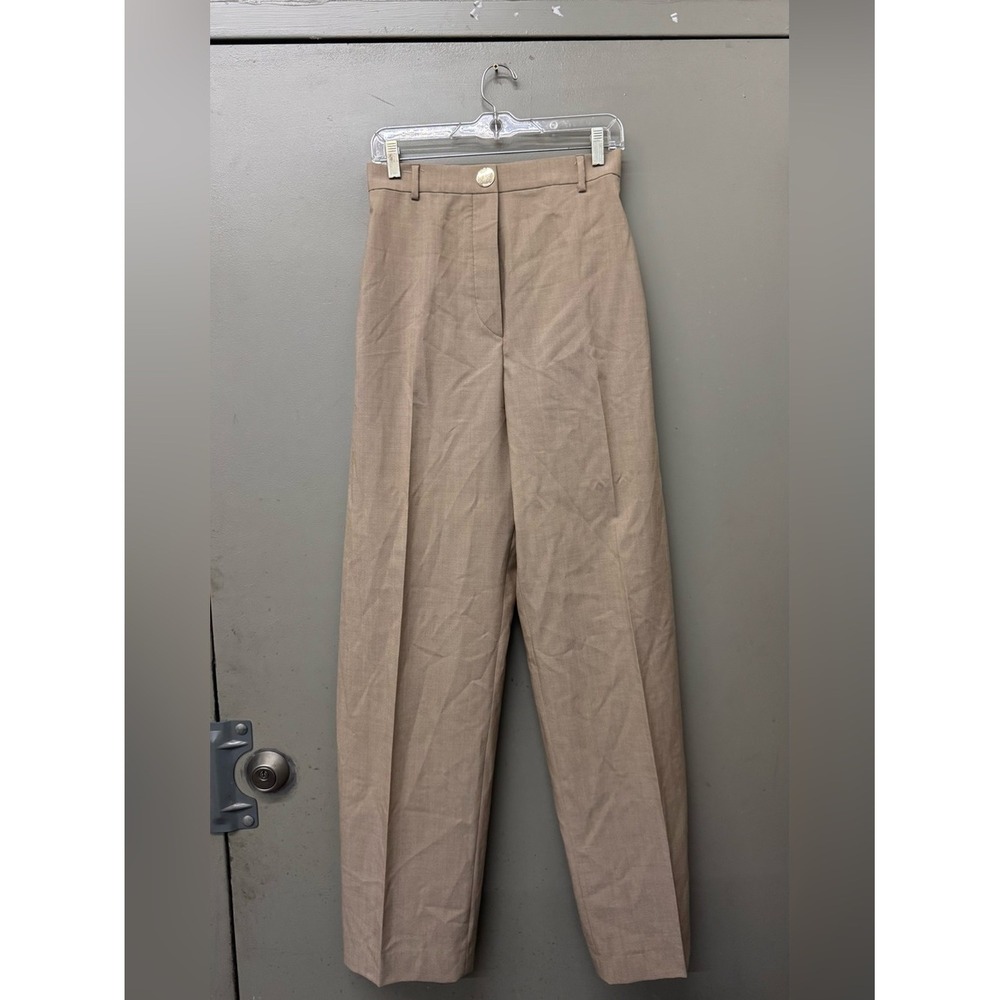 Sportmax Trousers Womens 6 Brown Virgin Wool Blend Jewel Detail Wide Leg